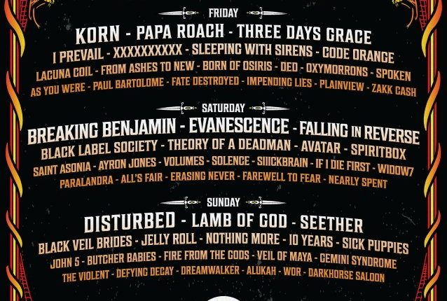 KORN, DISTURBED, BREAKING BENJAMIN And EVANESCENCE To Headline This Year’s INKCARCERATION MUSIC & TATTOO FESTIVAL